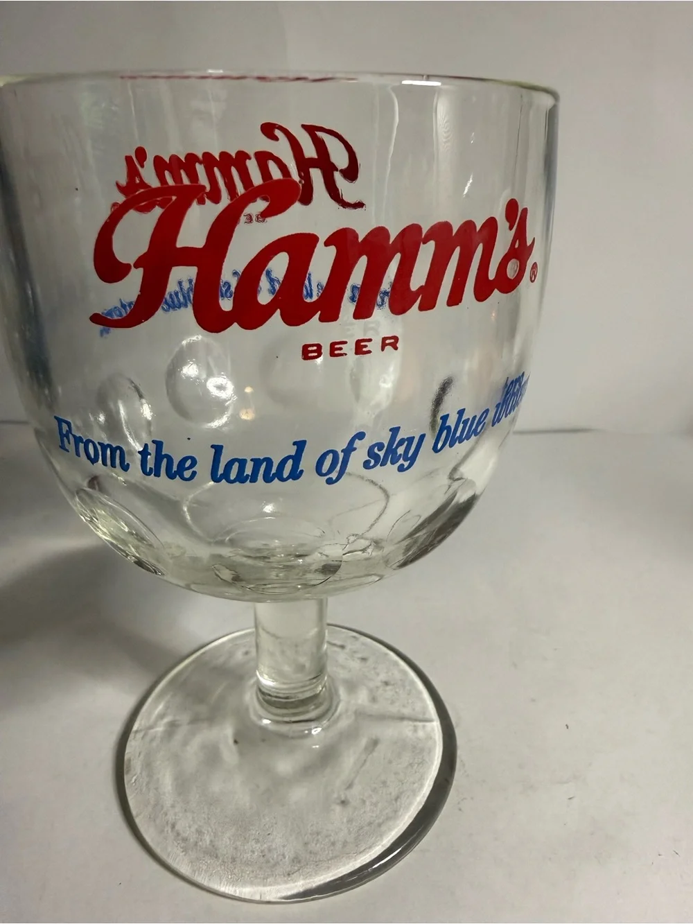 Vintage 1970s Hamm’s Beer Glass Thumbprint Goblet